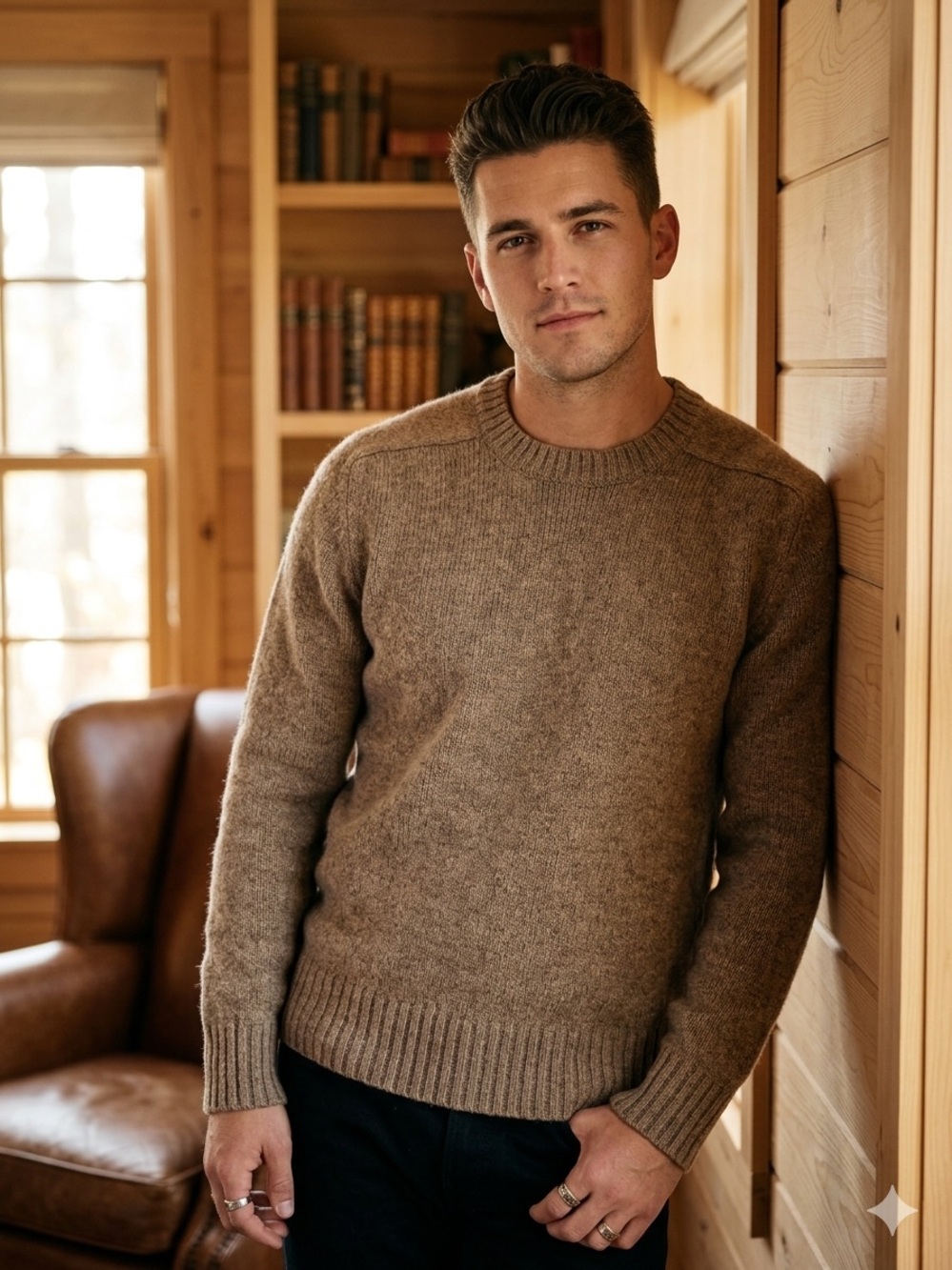 Marshall Field&Co. 100% Wool Crewneck Sweater - Brown